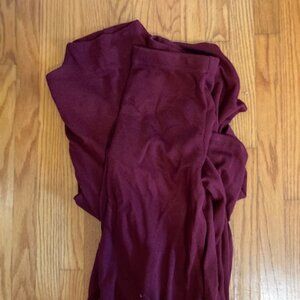 Burgundy High Neck Short Dolman Sleeve Wide Leg Set size L